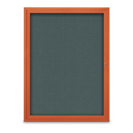 United Visual Products Slim Enclosed Corkboard, 18"x24", Gold Alum Frame/Keylime UVEB1824-GOLD-KEYLIME